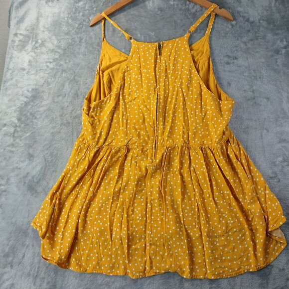 Torrid Womens Polka Dot Babydoll Tank Top 2X Yellow Zip Back Adjustable Straps - Picture 3 of 9